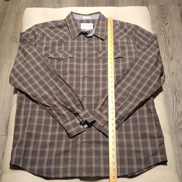 Cody James Men’s Brown Plaid Print Long Sleeve Snap Western Flannel Shirt XLarge - Picture 8 of 10